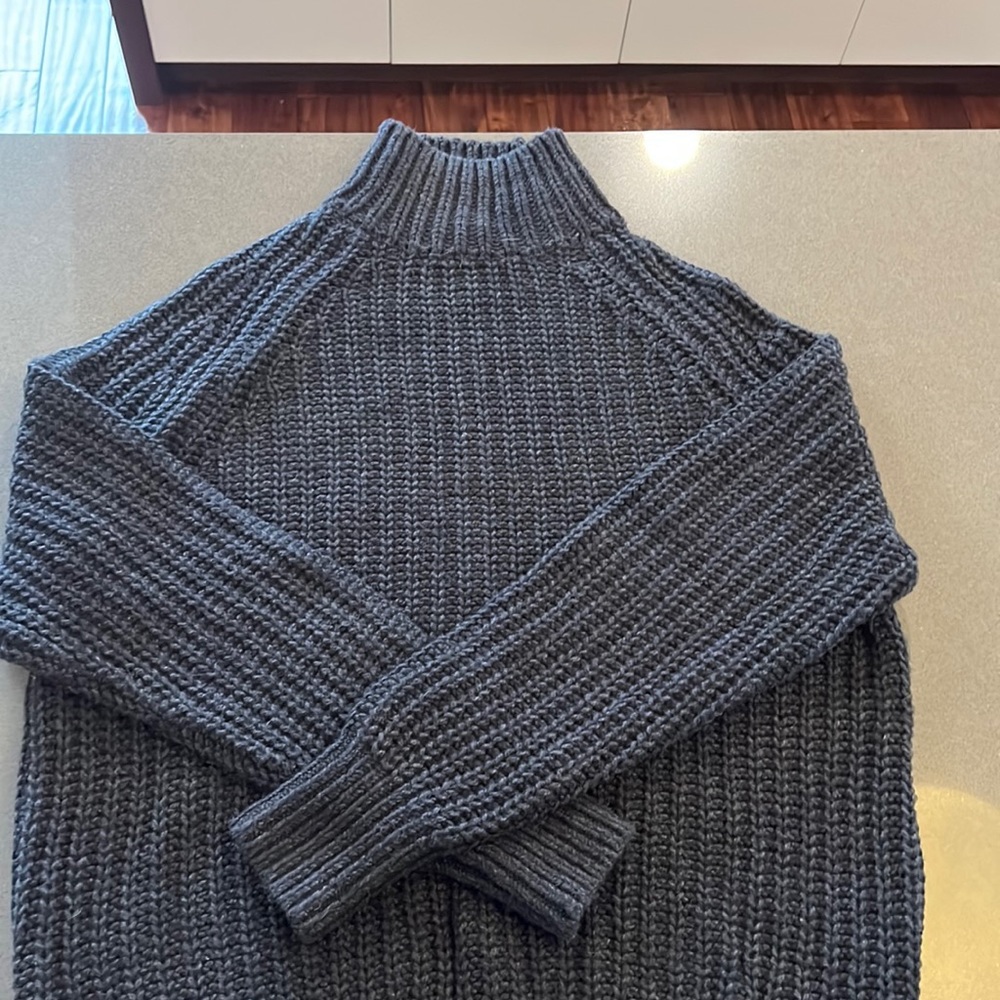 Grey theory mock neck alpaca sweater